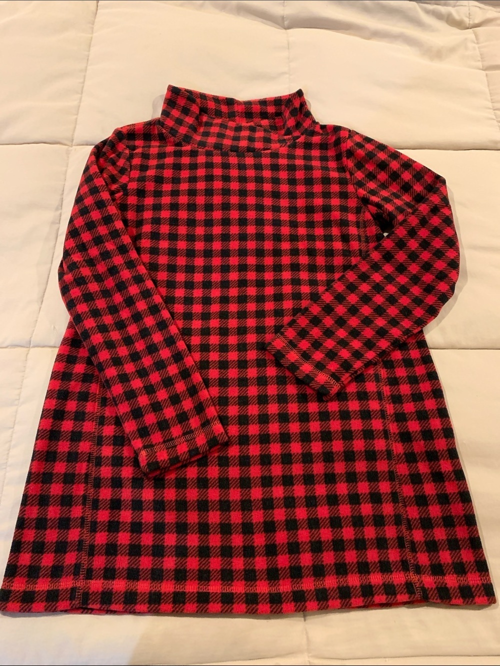 Lands' End Red and Black Buffalo Plaid Mock Neck Style Oversized XS​​